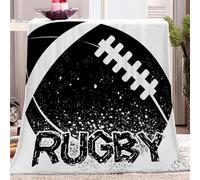 Ypthriline Rugby Pattern Blanket, Sports Theme Microfiber Flannel Throw Blanket, Comfortable Soft Fluffy and Warm, Blankets for Beds, Sofas and Recliners, 150×200 CM