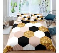 Ypthriline Super King Duvets Set Hexagons Bedding Set Microfiber Yellow Orange Duvet Coverswith Pillowcases Reversible Bedding With Zipper Closure 260x220CM