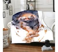 Ypthriline Tiger Blanket, Ink Wash Art Style Microfiber Flannel Throw Blanket, Comfortable Soft Fluffy and Warm, Blankets for Beds, Sofas and Recliners, 220×240 CM