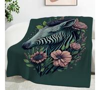Ypthriline Zebra with Flowers Blanket, Edgy Style Microfiber Flannel Throw Blanket, Comfortable Soft Fluffy and Warm, Blankets for Beds, Sofas and Recliners, 150×200 CM