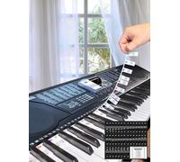 YPTSYSYS Piano Key Labels, Piano Note Stickers, Removable for 61-Key Standard-Size Keyboard, Reusable Silicone Strips, Multi-Color Large Bold Letter for Beginners(61E-H Colorful Staff Boards)