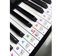 YPTSYSYS Piano Keyboard Stickers for 37/49/54/61/76/88 White Keys Only, Colorful Music Electronic Piano Keyboard Note Stickers for Kids Beginners, Transparent & Removable(staff paper)