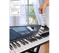 YPTSYSYS Piano Notes Guide for Beginner, Removable Piano Keyboard Note Labels for Learning, 61-Key Standard Full-Size, Made of Silicone Rubber, No Need Stickers, Reusable and Comes with Box(Black-N)