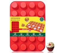 YPTSYSYS Silicon Muffin Tray 24 Cups - Non Stick Baking Trays for Cupcakes & Brownies - (22.5x33cm) Red Baking Moulds for Muffin