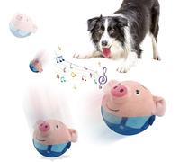 YPXLTD Active Moving Pet Plush Toy, Squeaky Moving Dog Ball Toy, Interactive Dog Toys, Dog Toys to Keep Them Busy, Washable Cartoon Pig Plush Sound Electronic Dog Toy (Blue Pig)