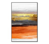 YPY Orange Wall Decor Living Room: Funky Burnt Orange Vertical Wall Decorations, Modern Abstract Wall Art Canvas Pictures for Hallway Bathroom Bedroom Dining Room