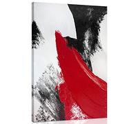 YPY Red Abstract Canvas Wall Art: Modern Minimalist Black and White Picture Painting Print Poster for Living Room Bedroom Bathroom Office Home Wall Decor 10x15