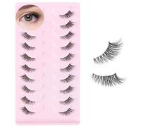 YPYMOD 10 Pairs Half Lashes, Natural Looking Cat Eye Lashes, Eyelashes Multi-layers Wispy Fluffy 3D Curly False Lashes Pack, Reusable Transparent Fake Lashes