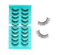 YPYMOD 10 Pairs Lashes, Natural Looking Cat Eye Lashes, Eyelashes Multi-layers Wispy Fluffy 3D Curly False Lashes Pack, Reusable Transparent Fake Lashes(HG14)