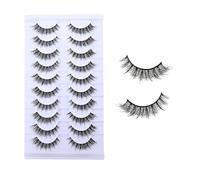 YPYMOD 10 Pairs Lashes, Natural Looking Cat Eye Lashes, Eyelashes Multi-layers Wispy Fluffy 3D Curly False Lashes Pack, Reusable Transparent Fake Lashes(H10)