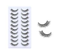 YPYMOD 10 Pairs Lashes, Natural Looking Cat Eye Lashes, Eyelashes Multi-layers Wispy Fluffy 3D Curly False Lashes Pack, Reusable Transparent Fake Lashes(H15)
