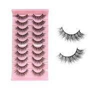 YPYMOD 10 Pairs Lashes, Natural Looking Cat Eye Lashes, Eyelashes Multi-layers Wispy Fluffy 3D Curly False Lashes Pack, Reusable Transparent Fake Lashes(H16)