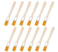 YPYMOD 12 PCS Small Flat Brushes, Yellow-Hair Brush, Oil Painting Cleaning Wooden Brush with Wooden Handle for Paint, Stains, Varnishes, Glues and Home DIY(13.5 * 1.5 cm)