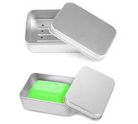 YPYMOD 2 PCS Aluminum Soap Dish Holder, Travel Soap Container, with Removable Draining and Lid, Soap Tin with Removable for Bathroom, Kitche, Soap, Solid and Shampoo etc(Silver)