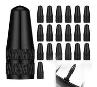 YPYMOD 20 Pcs French Aluminium Bicycle Valve Cap Dust Caps Compatible, Bicycle Presta Valve Caps for Mountain Bike Road Racing Bicycle(Black)