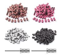 YPYMOD 200 Pieces Nail Sanding Bands, with 2 Pieces Nail Drill Bits, Extra Fine Sanding Bands for Electric Nail Drill Nail art Manicure Pedicure Nail Drill(4 Colors, 80#/120#/180#/240#)