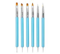YPYMOD 6pcs Doubel Ended Nail Art Brushes, Point Drill Drawing Painting Tools Set for DIY Nail Art Designs, Gel Polish Nail Designs Nail Carving French Nails (Blue)