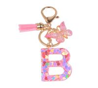 YPYMOD Butterfly Pendant Keychain with Initial B, Pink, Women & Girls