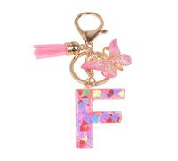 YPYMOD Butterfly Pendant Keychain with Initial F, Pink, Women, Girls