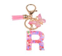 YPYMOD Butterfly Pendant Keychain with Initials, R, Pink, Women, Girls