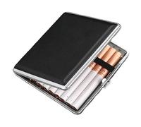 YPYMOD Cigarette Case, with PU Leather Cover, Leather Cigarette Case Holder Storage 20pcs, Cigarette Box for Handbags and Shirt Pockets(Black)