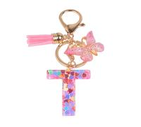 YPYMOD Keychain, Letter Keychain, Butterfly Pendant Keychain with Initials, T, one size