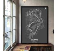 YPZCKXNLF Silverstone F1 New North Racing Track Poster, Vintage Canvas Painting Wall Art Picture Print, Club Decor-50X70 Cm No Frame Frameless