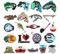 YQ-BEST 22PCS Fishing Shoe Decoration Charms for Clog, Sports Charms Accessories for Boys Kids Teens Man Gifts