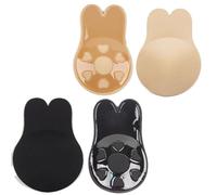 YQBFTC 2 Pairs Invisible Bra,Stick on Breast Cups,Nipple Covers Pasties,Sticky Bra Push Up,Strapless Self Adhesive Bras,Breast Tape Lift,Backless Bras for Women,for Weddings,Party(Black,Nude)