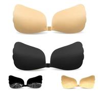 YQBFTC 2 Pairs Stick On Bra,Sticky Breast Cups,Strapless Backless Nipple Covers,Sticky Bra Push Up,Nipple Covers Invisible Pasties,Adhesive Reusable Push Up Backless Tape for Low Cut Dress Wedding