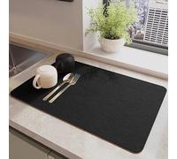 YQBFTC Super Absorbent Draining Mat for Kitchen Counter,16"x20" Quick Dry Draining Board Mats for Coffee Machine with Non-Slip Rubber Backed,Dish Drying Accessorie for Drainer Bar Worktop(Black)