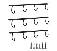 YQBOOM Mug Hanger Under Cabinet 3 Pcs Metal Coffee Hooks Wall Mounted Coffee Cup Rack Mug Storage Organizer for Kitchen Dining Bar - Black