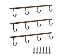 YQBOOM Mugs Hooks 3 Pcs Mug Holder Under Cabinet Coffee Hooks for Mugs Iron Hanging Mug Rack Under Shelf Kitchen Dining Bar Organizer Rack - Bronze