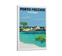 YQCQCS Vintage Corsica France Travel Poster Palombaggia Beach Canvas Art Poster Picture Wall Decor Painting Posters Decorative Posters
