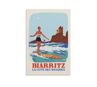 YQCQCS Vintage France Travel Poster Biarritz Basque Coast Surfing Canvas Art Poster Picture Wall Decor Painting Posters Decorative Posters