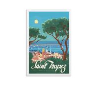 YQCQCS Vintage France Travel Poster French Riviera Saint-Tropez Canvas Art Poster Picture Wall Decor Painting Posters Decorative Posters