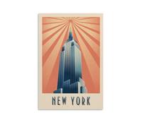 YQCQCS Vintage New York Travel Poster Empire State Building Canvas Art Poster Picture Wall Decor Painting Posters Decorative Posters
