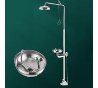 YQCXG Combination Eye Wash Station and Shower, Emergency Shower Eyewash Station, Stainless Steel Eyewash Station Shower, Stand Plumbing Eye Washing Unit for Industrial, Commercial, Lab Use(Silver)