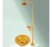 YQCXG Combination Eye Wash Station and Shower, Emergency Shower Eyewash Station, Stainless Steel Eyewash Station Shower, Stand Plumbing Eye Washing Unit for Industrial, Commercial, Lab Use(Yellow)