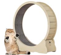 YQDDM Cat Exercise Wheel, Wooden Cat Exercise Wheel, with Carpeted Runway, Pet Treadmill Running Machine with Brake, for Small and Large Cats(Yellow,L)