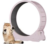 YQDDM Cat Exercise Wheel, Wooden Cat Exercise Wheel, with Carpeted Runway, Pet Treadmill Running Machine with Brake, for Small and Large Cats(Pink,Medium)