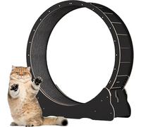 YQDDM Cat Exercise Wheel, Wooden Cat Exercise Wheel, with Carpeted Runway, Pet Treadmill Running Machine with Brake, for Small and Large Cats(Black,L)