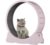 YQDDM Cat Exercise Wheel, Wooden Pet Treadmill Running Machine, with Brake Cat Interactive Toy, with Lock and Carpeted, Fitness Weight Loss Device for Cats(Pink,Medium)