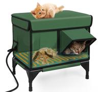 YQDDM Heated Cat House, Weatherproof & Windproof Cat Shelter with Heater, 9-Level Temperature, Winter Feral Stray Outdoor Cat Cave, Elevated Base, Escape Door(S)
