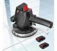 YQDDM Tile Vibration Leveling Machine, Cordless Tile Vibration Machine Installation Tool 6 Gears Tiler Vibrator Tool with 2 Battery, 180mm Suction Cup, 320kg Adsorption for Floor Tile Wall