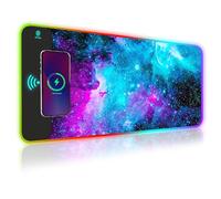 YQE Gaming Mouse Pad With Wireless Charging: RGB Gamer Mat 15W for Keyboard and Mouse, Large LED Pad With 10 Colors Light, Non-Slip Rubber Base for Gaming, PC, Laptop