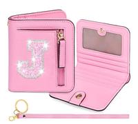 YQE Initial RFID Wallet Small Teen Girl Gifts Trendy Stuff Birthday Christmas Stocking Stuffer Gift Idea for Tween Daughter Granddaughter Niece 6 7 8 9 10 11 12 13 Year Old, Pink, S, J