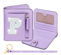 YQE Initial RFID Wallet Small Teen Girl Gifts Trendy Stuff Birthday Christmas Stocking Stuffer Gift Idea for Tween Daughter Granddaughter Niece 6 7 8 9 10 11 12 13 Year Old, Purple, P