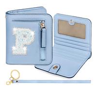 YQE Initial RFID Wallet Small Teen Girl Gifts Trendy Stuff Birthday Christmas Stocking Stuffer Gift Idea for Tween Daughter Granddaughter Niece 6 7 8 9 10 11 12 13 Year Old, Blue, P