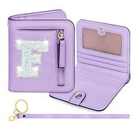 YQE Initial RFID Wallet Small Teen Girl Gifts Trendy Stuff Birthday Christmas Stocking Stuffer Gift Idea for Tween Daughter Granddaughter Niece 6 7 8 9 10 11 12 13 Year Old, Purple, F